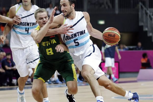 Manu Ginobili e cia foram os destaques da 1ª rodada do basquete masculino em Londres. (Crédito: AFP)