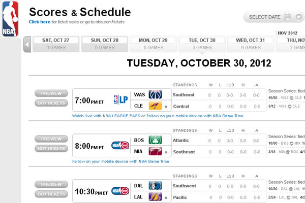 A NBA divulgou o calendário da temporada 2012/2013.